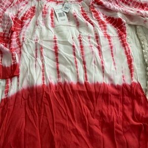 Coral tie dye off the shoulder swim coverup